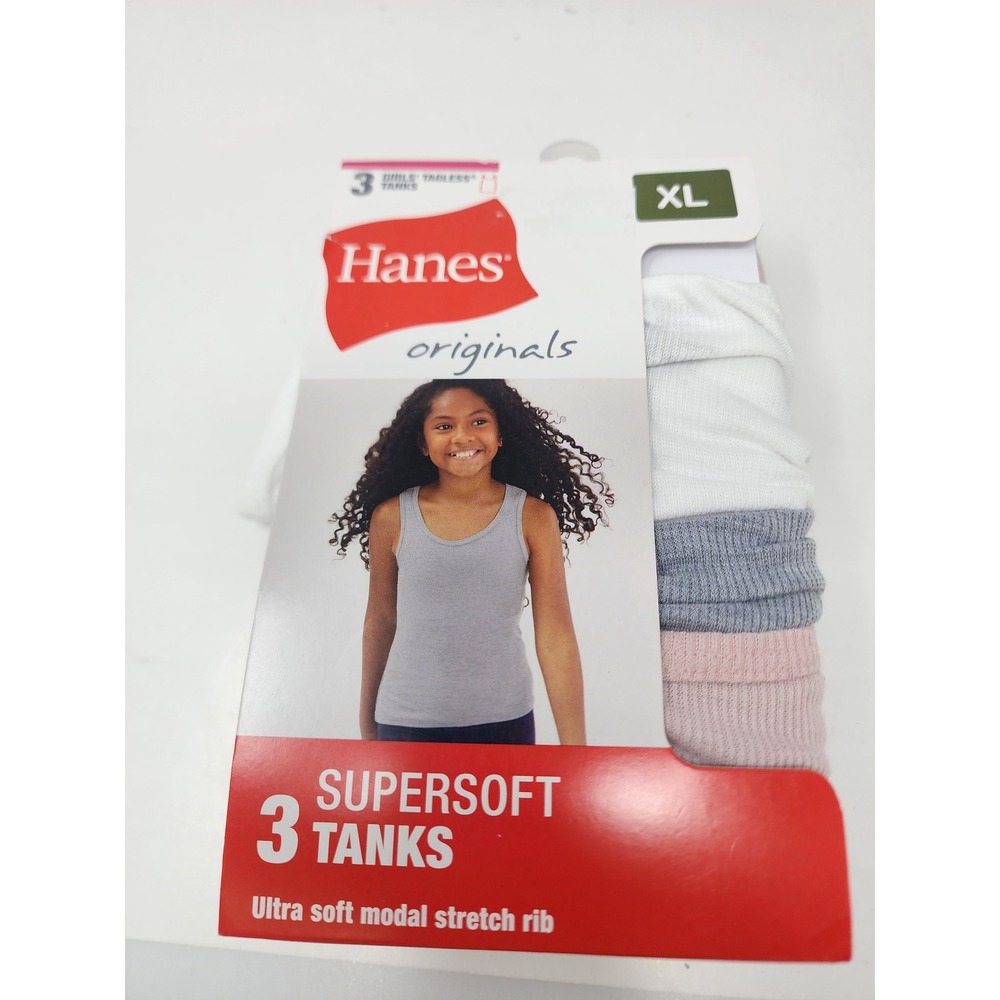 Hanes Girls Originals Tanks Multicolor Modal Blend 3 Pack Casual Size XL